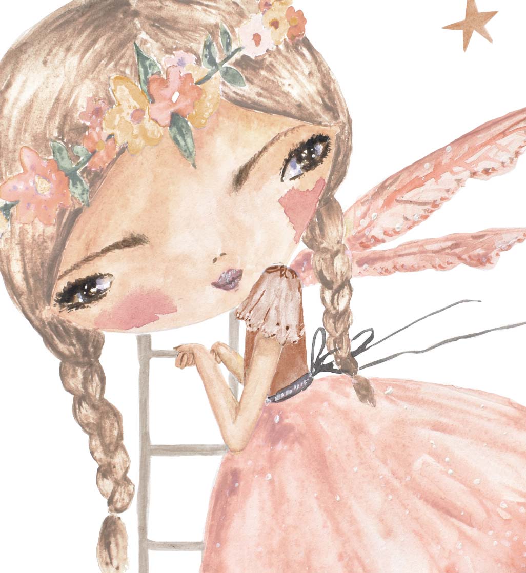 Pip+Phee Peach Princess Moon Ladder Art Print