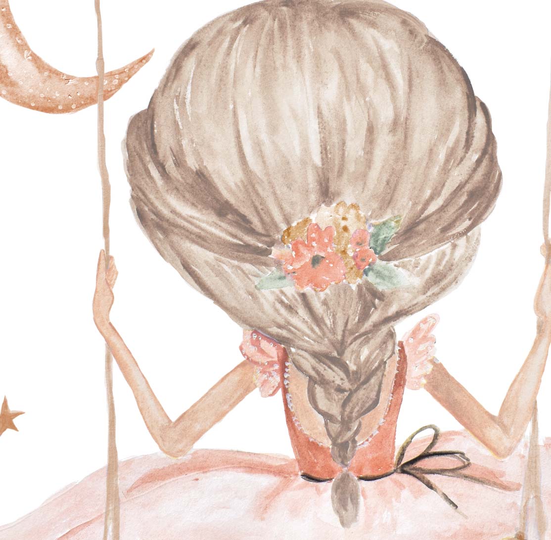 Pip+Phee Peach Moon Princess Swing Art Print