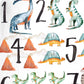 Pip+Phee Dinosaur Numbers Watercolour Art Print