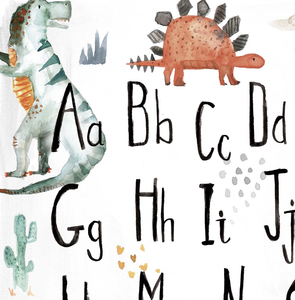 Pip+Phee Dinosaur Alphabet Watercolour Art Print