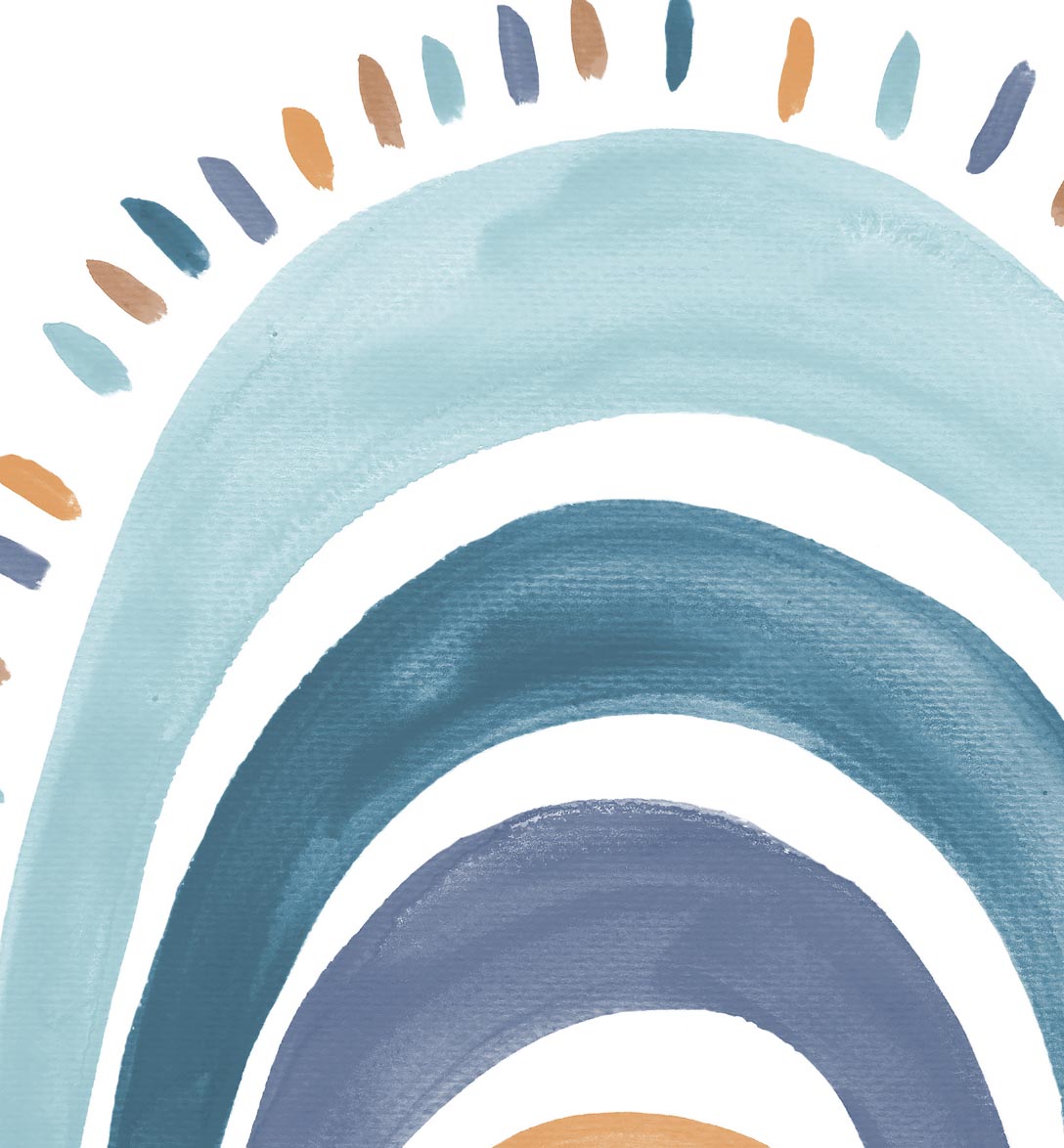 Pip+Phee Watercolour Rainbow Art Print - Surf Blues
