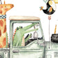 Pip+Phee Safari Jeep Jungle Adventures Art Print - Portrait