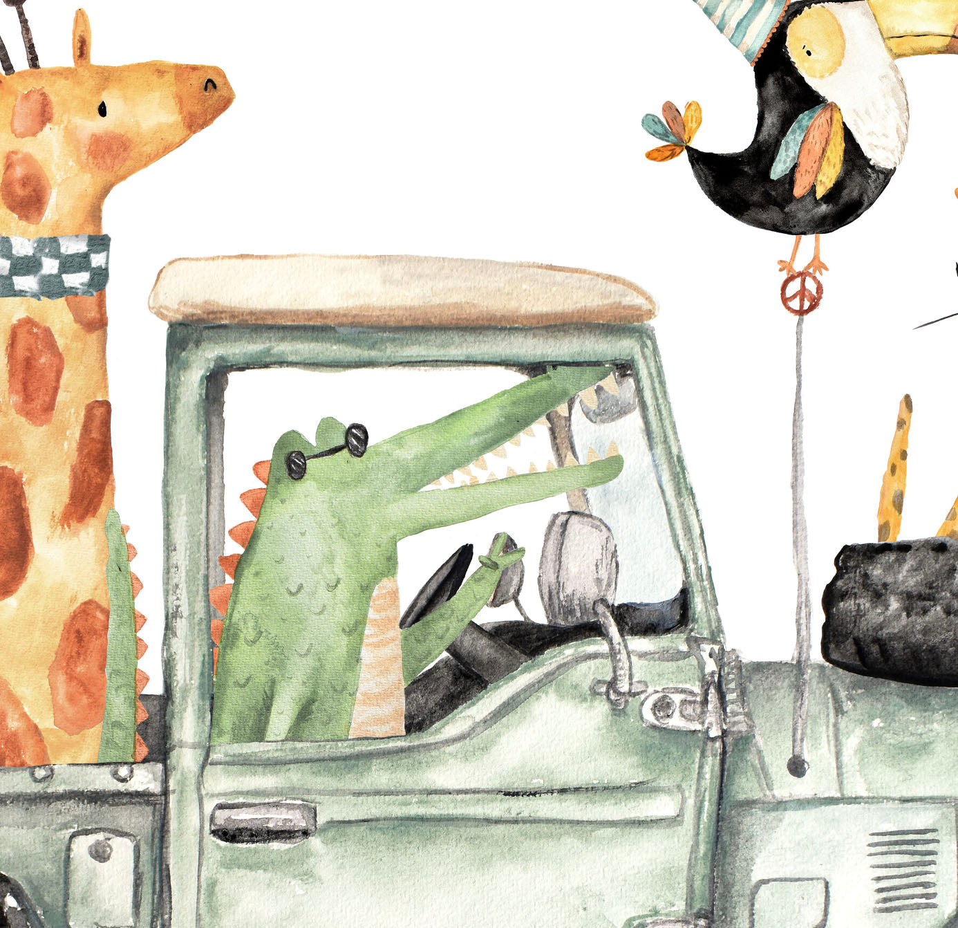 Pip+Phee Safari Jeep Jungle Adventures Art Print - Portrait