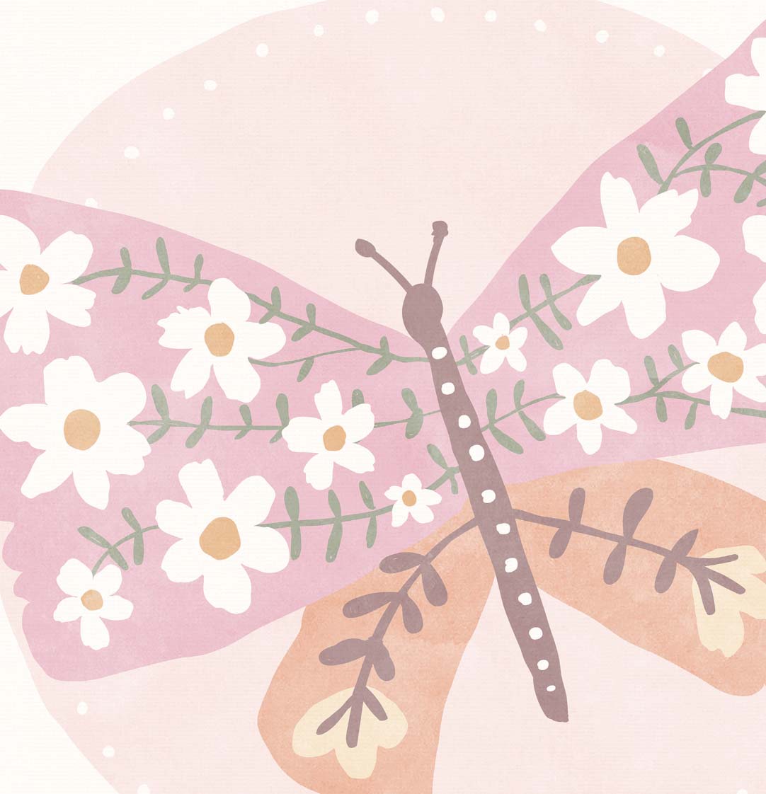 Pip+Phee Daisy Butterfly Circle Art Print - Dusty Peach