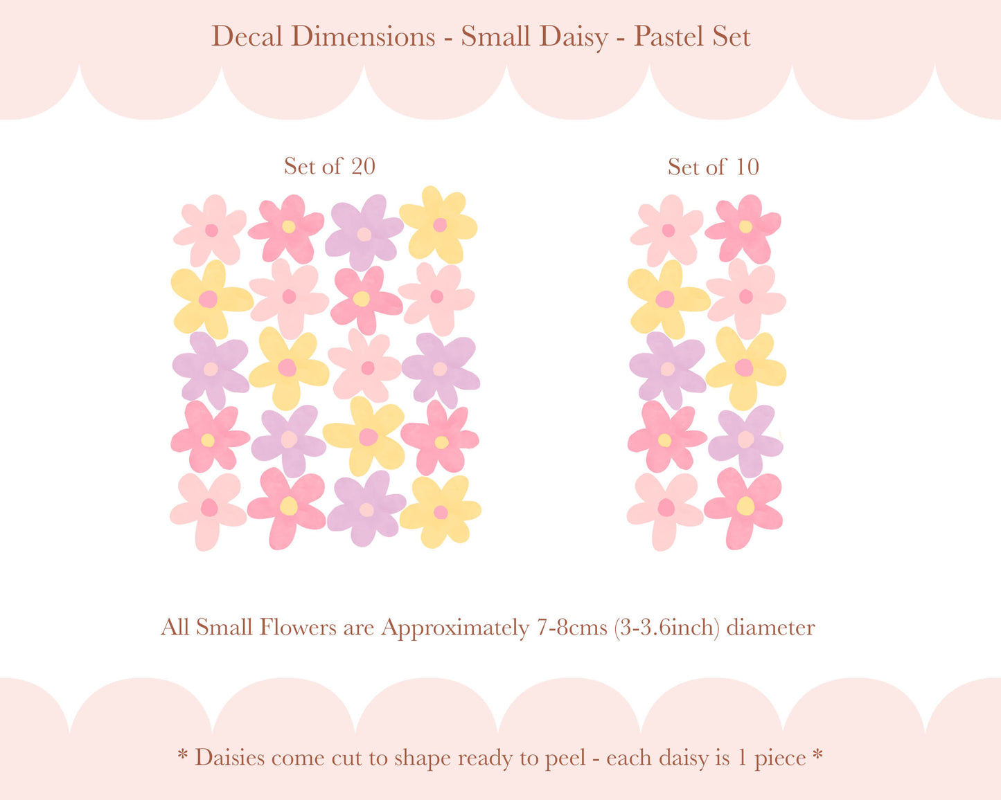 Pip+Phee Daisy Fabric Wall Decals - Small Size - Pastel Colours