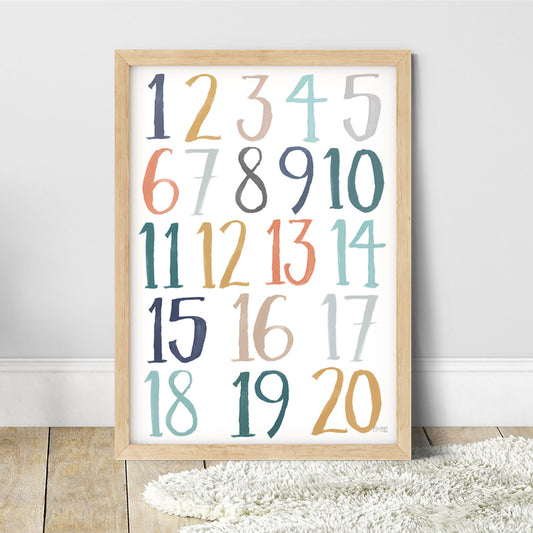 Pip+Phee Watercolour Block Numbers Art Print - Teal Rust