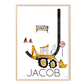 Pip+Phee Personalised Construction Truck Art Print - Different trucks to choose from