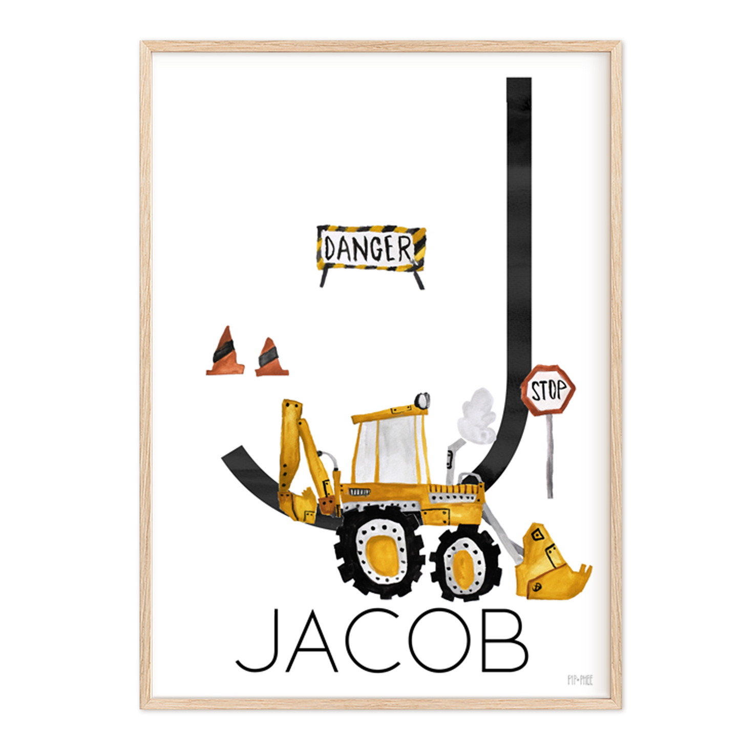 Pip+Phee Personalised Construction Truck Art Print - Different trucks to choose from