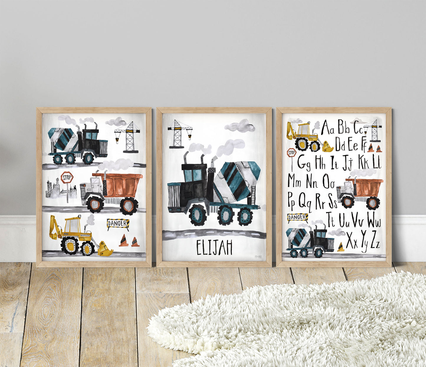 Pip+Phee Teal Construction Truck Art Print