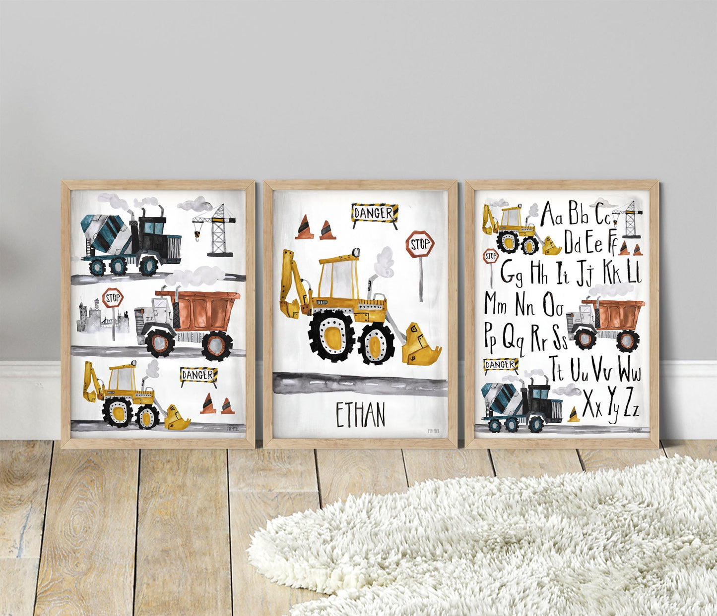 Pip+Phee Construction Truck Alphabet Art Print