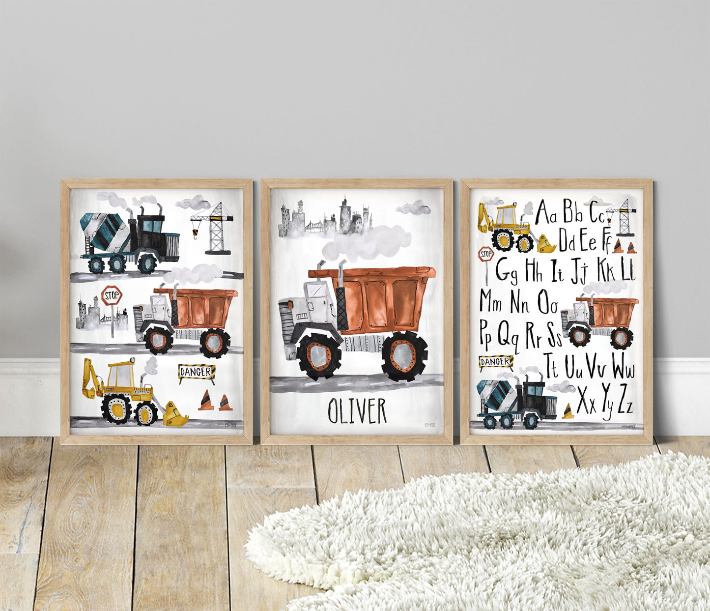 Pip+Phee Rust Construction Truck Art Print