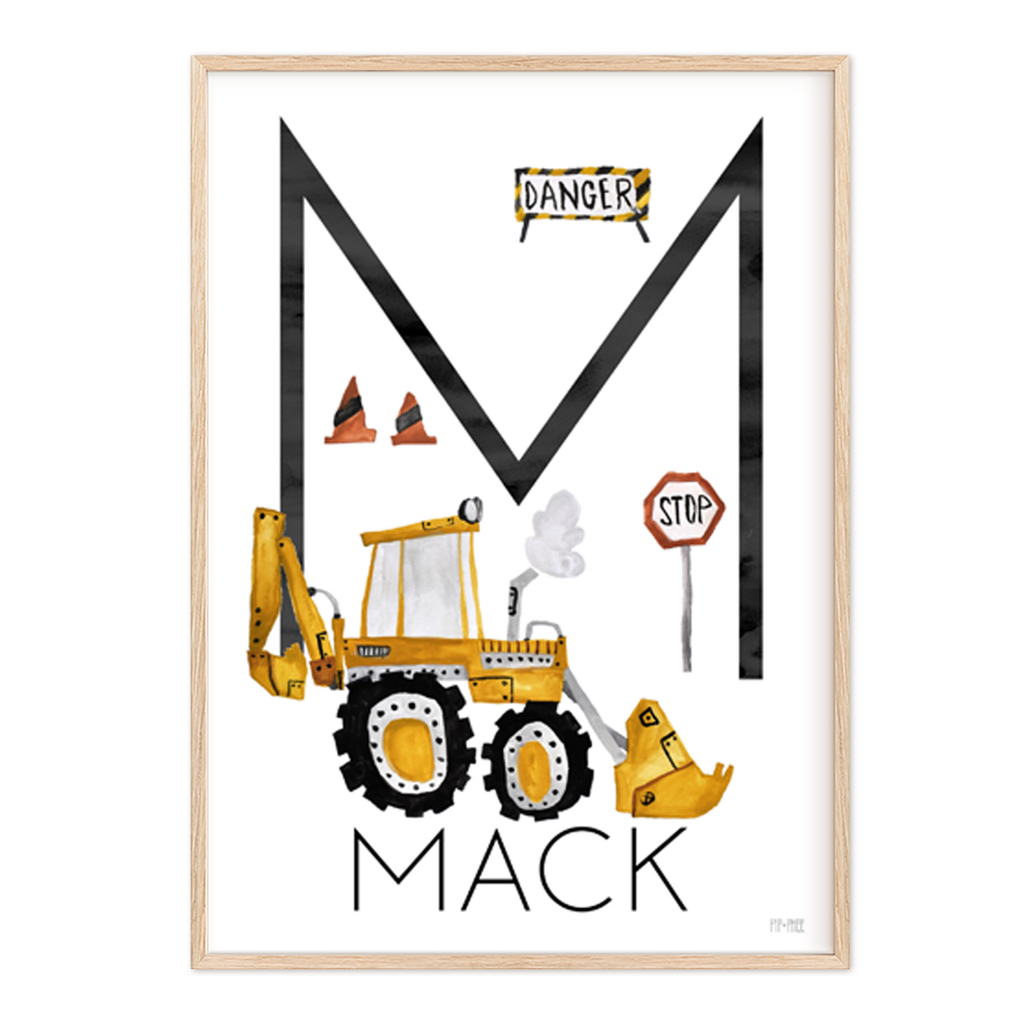 Pip+Phee Personalised Construction Truck Art Print - Different trucks to choose from