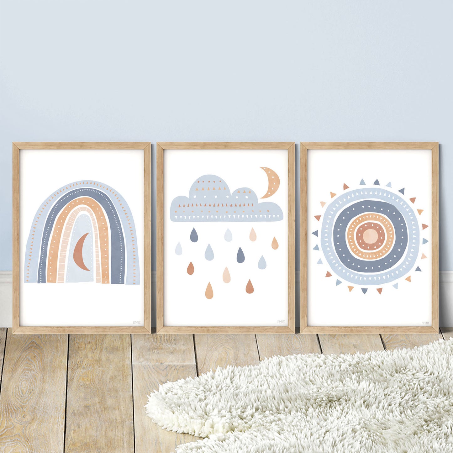 Pip+Phee Spring Rainbow Art Print - Dusty Blue