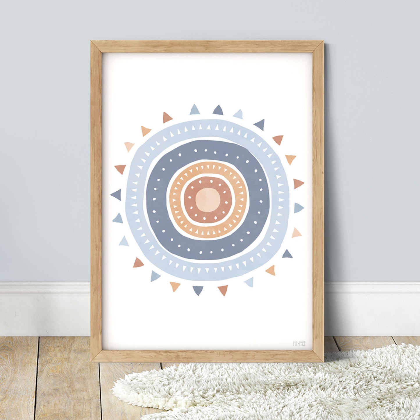 Pip+Phee Spring Sun Art Print - Dusty Blue