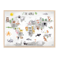 Pip+Phee World Map Art Print - White & Grey