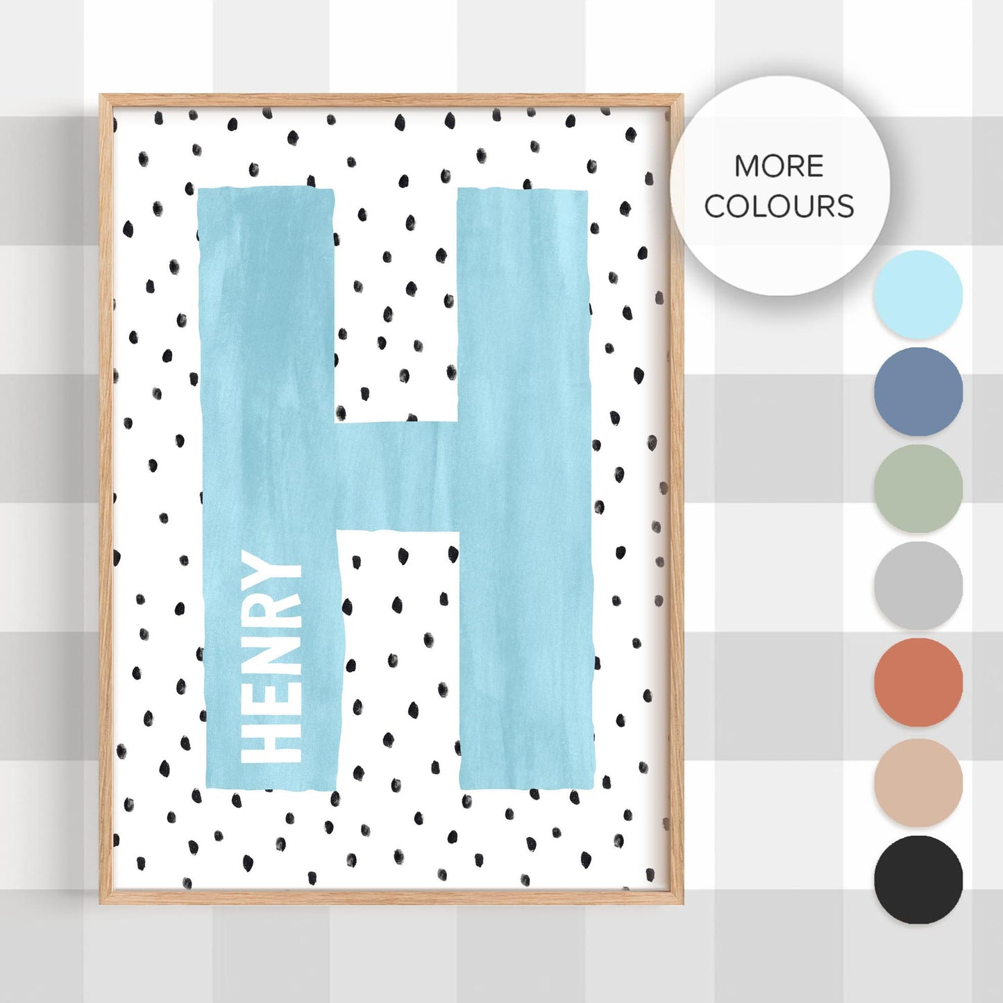Pip+Phee Personalised Spot Name Art Print - Different colours to choose from