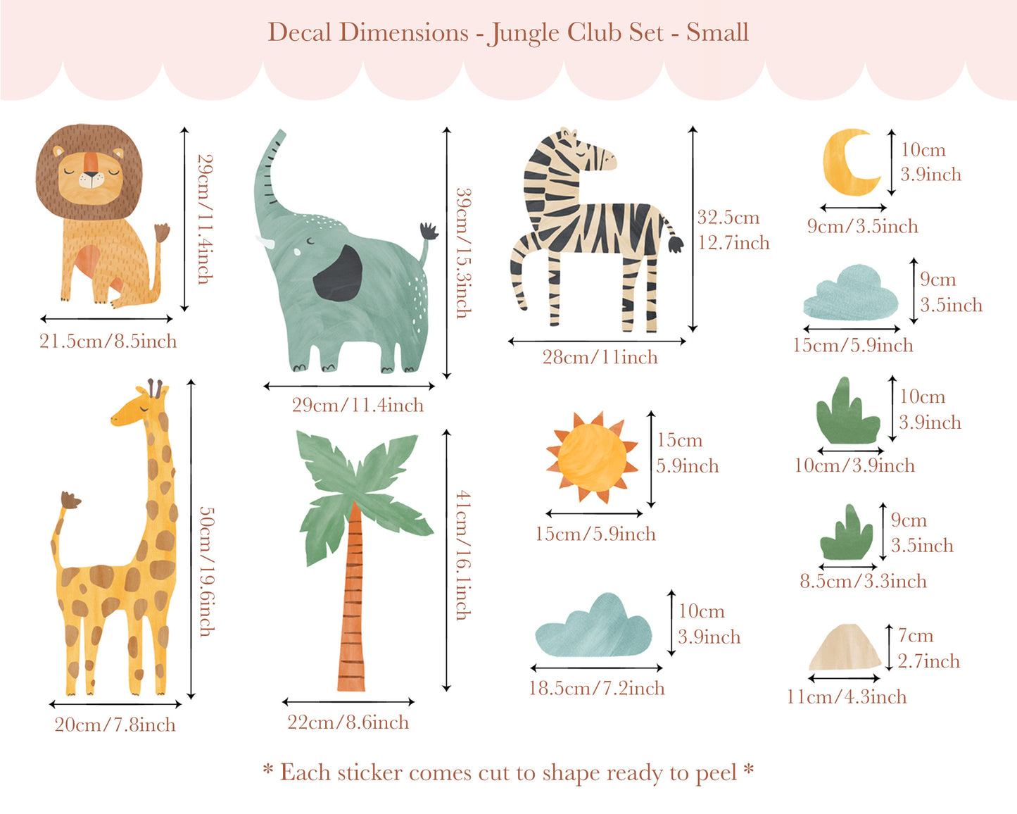 Pip+Phee Jungle Safari Animals Fabric Wall Decals - Small Size