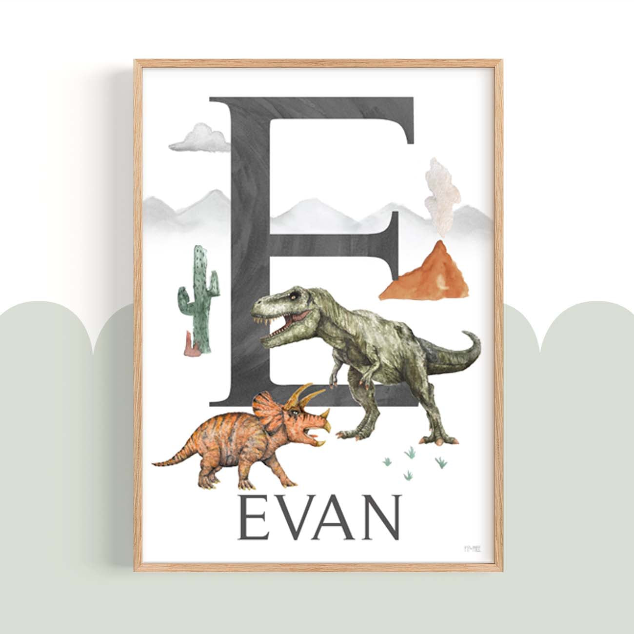 Pip+Phee Jurassic Dinosaur Name Art Print