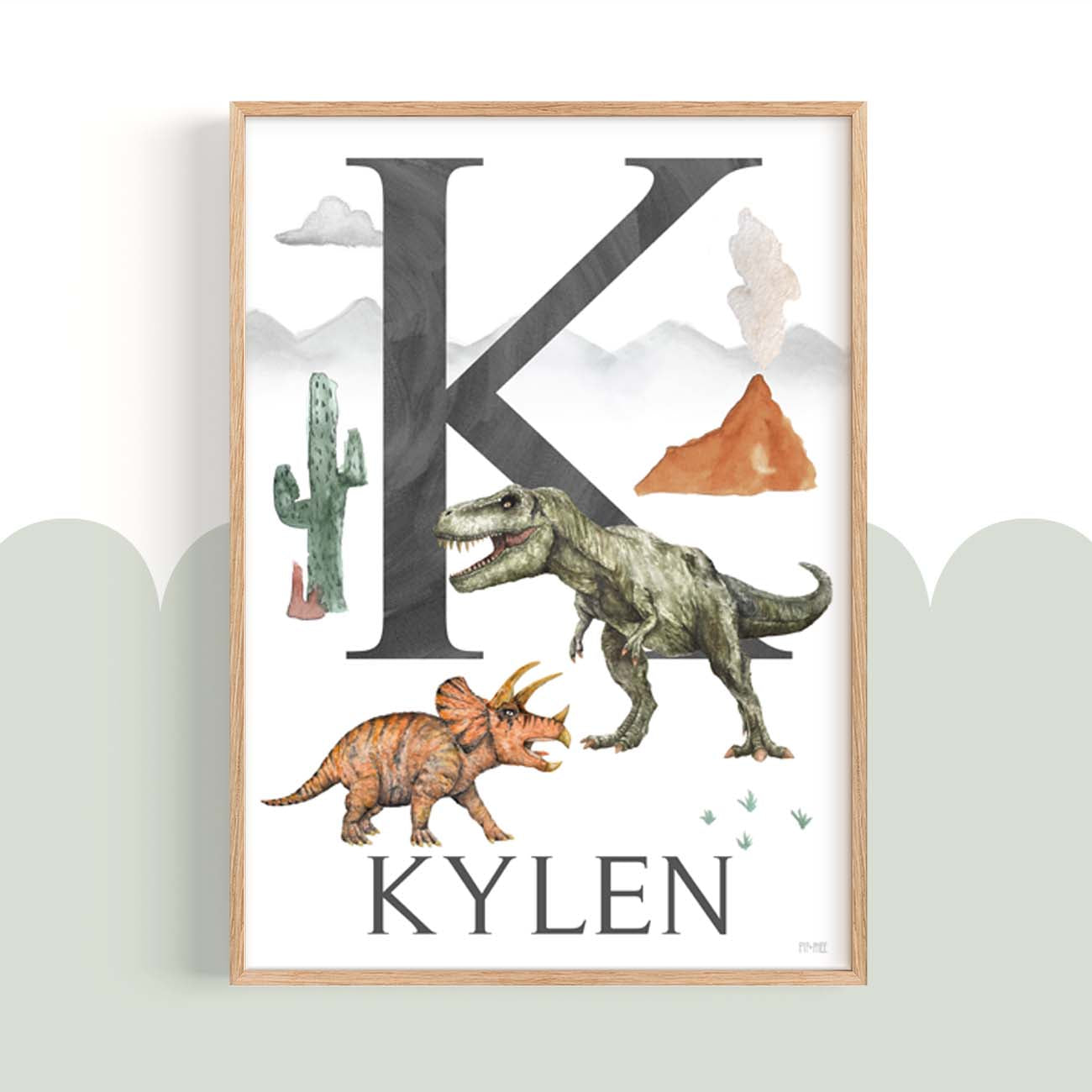 Pip+Phee Jurassic Dinosaur Name Art Print