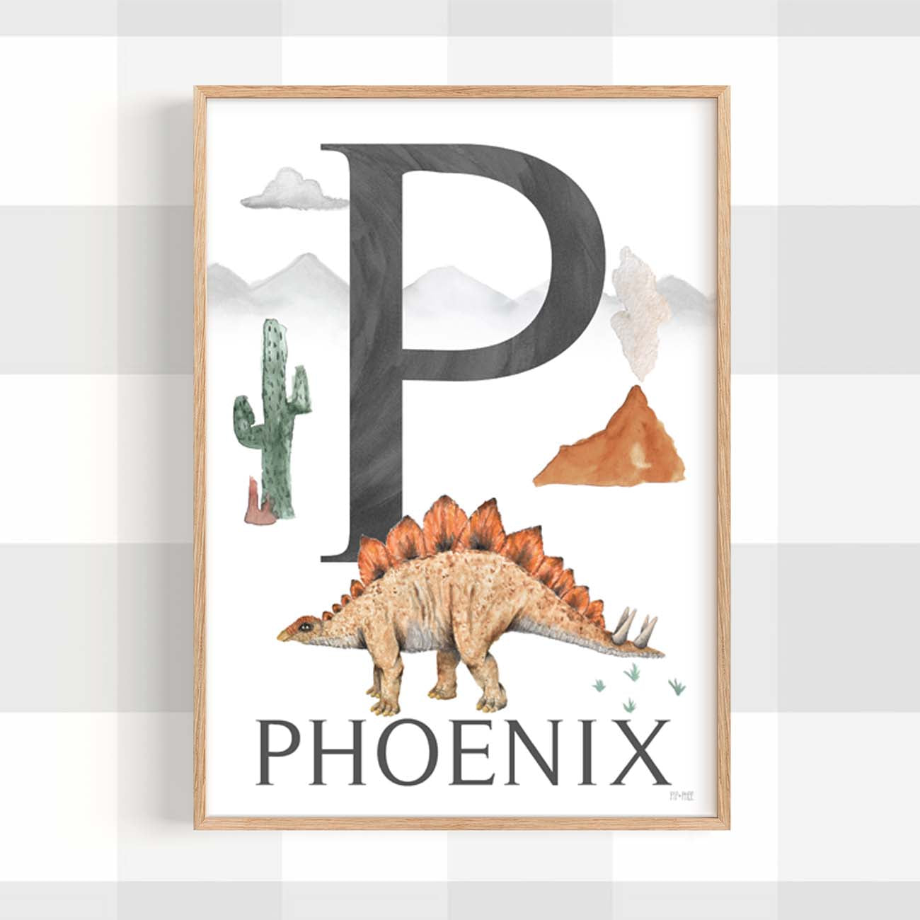 Pip+Phee Jurassic Dinosaur Name Art Print
