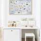 Pip+Phee World Map Art Print - Dusty Blue
