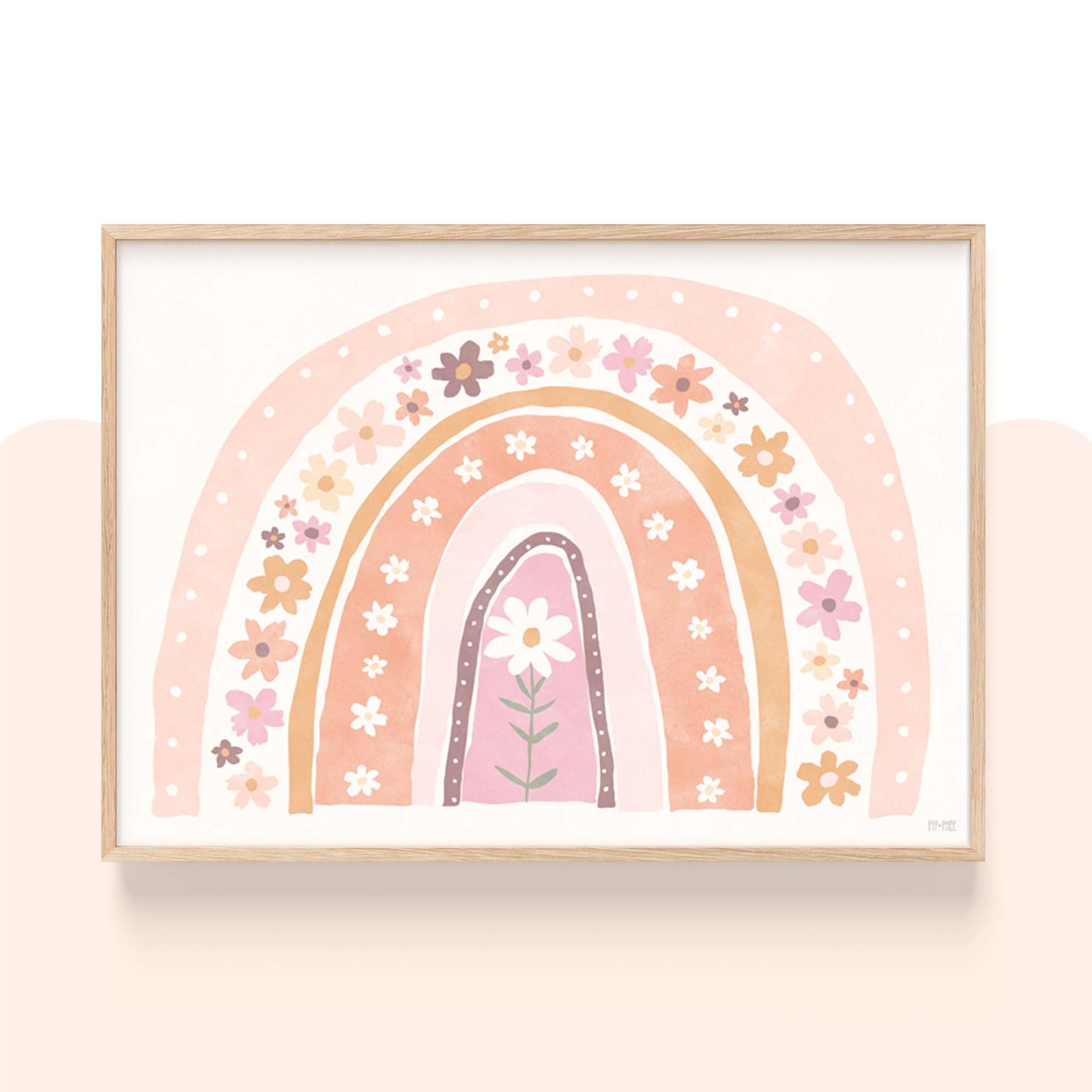 Pip+Phee Daisy Rainbow Art Print - Dusty Peach
