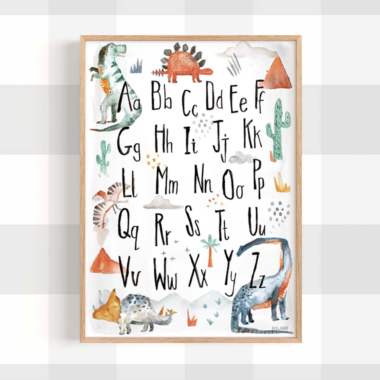 Pip+Phee Dinosaur Alphabet Watercolour Art Print