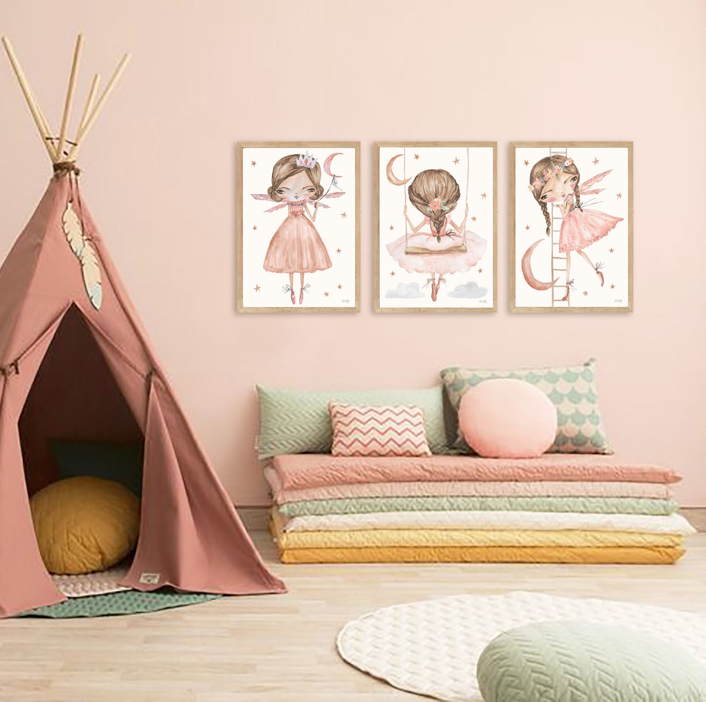 Pip+Phee Peach Moon Princess Swing Art Print