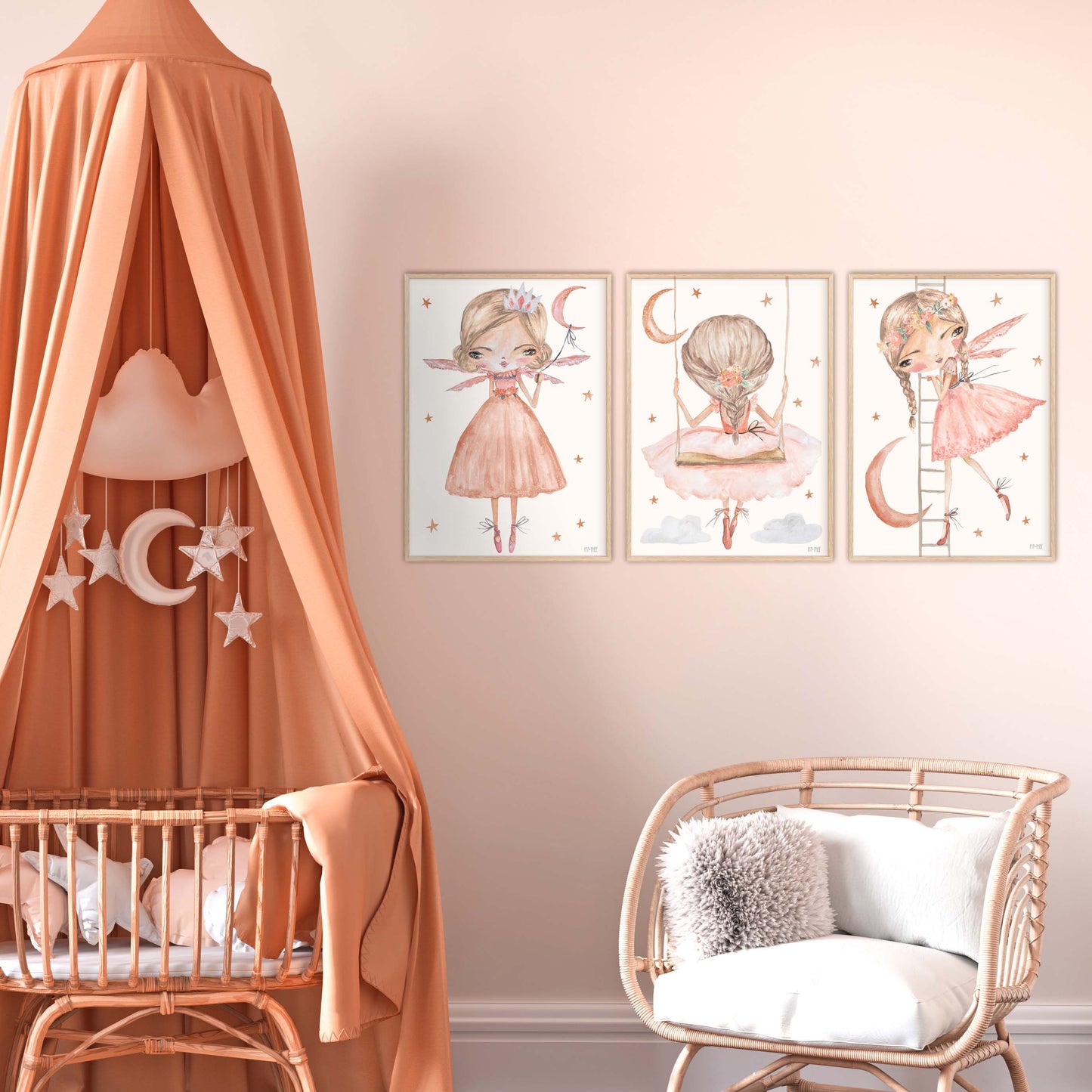 Pip+Phee Peach Moon Princess Swing Art Print