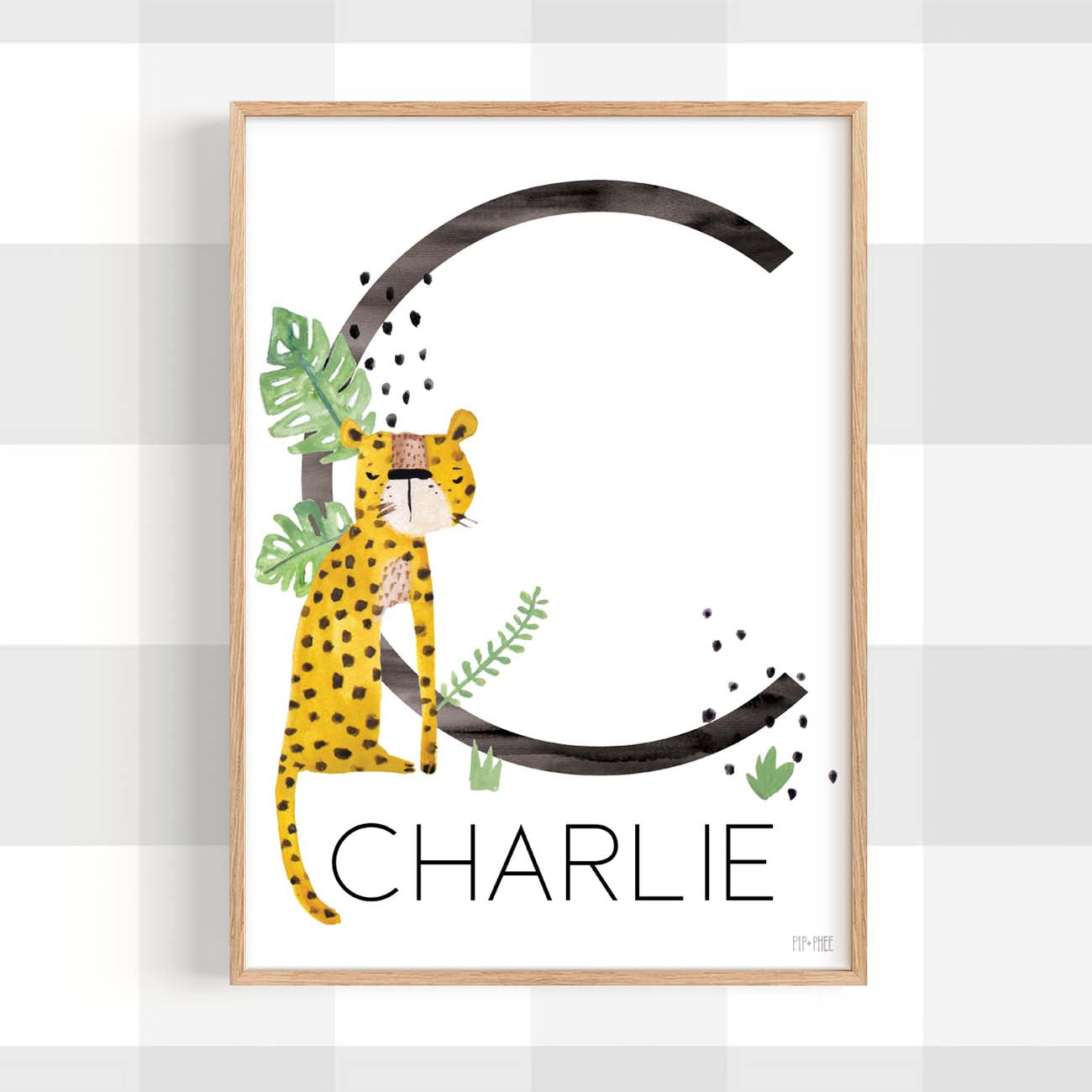 Pip+Phee Jungle Safari Personaliased Name Art Print