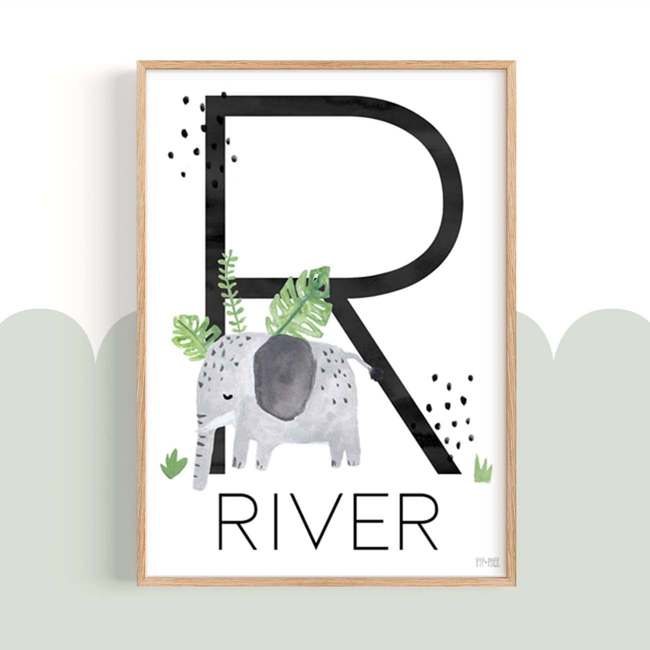 Pip+Phee Jungle Safari Personaliased Name Art Print