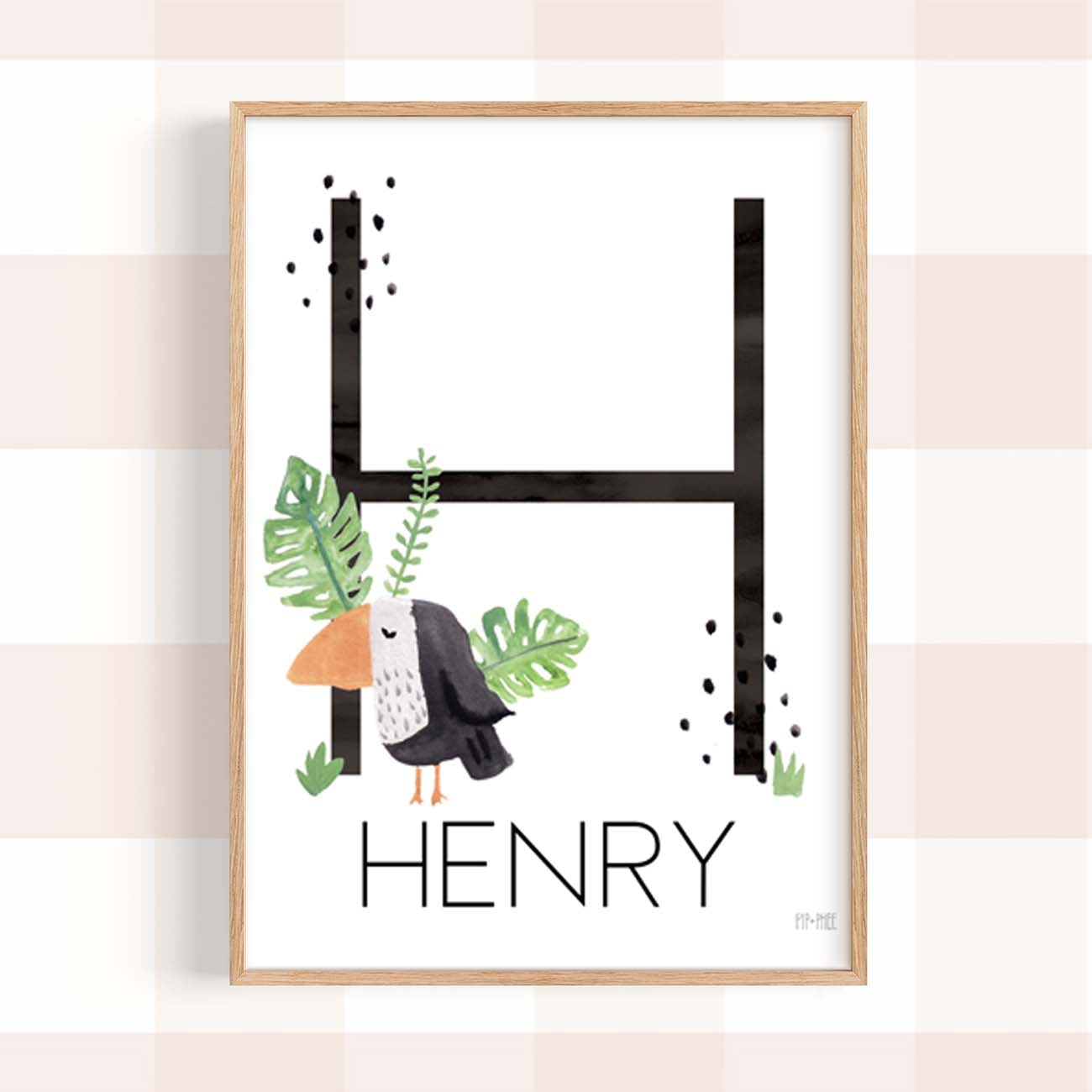 Pip+Phee Jungle Safari Personaliased Name Art Print