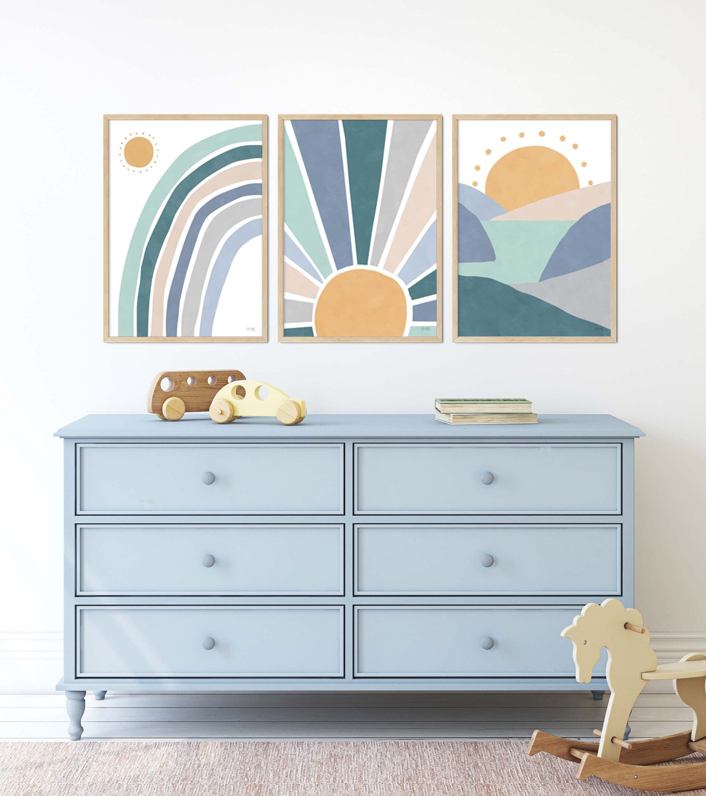 Pip+Phee Sunny Days Mountain Art Print - Dusty Blue