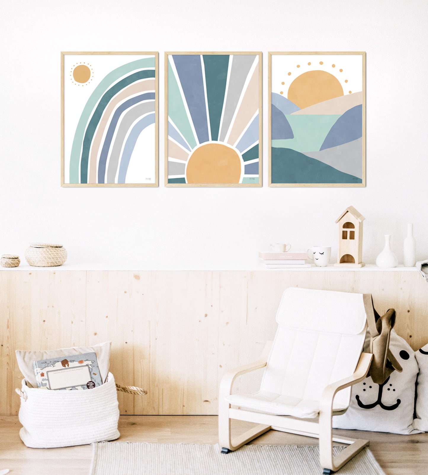 Pip+Phee Sunny Days Mountain Art Print - Dusty Blue