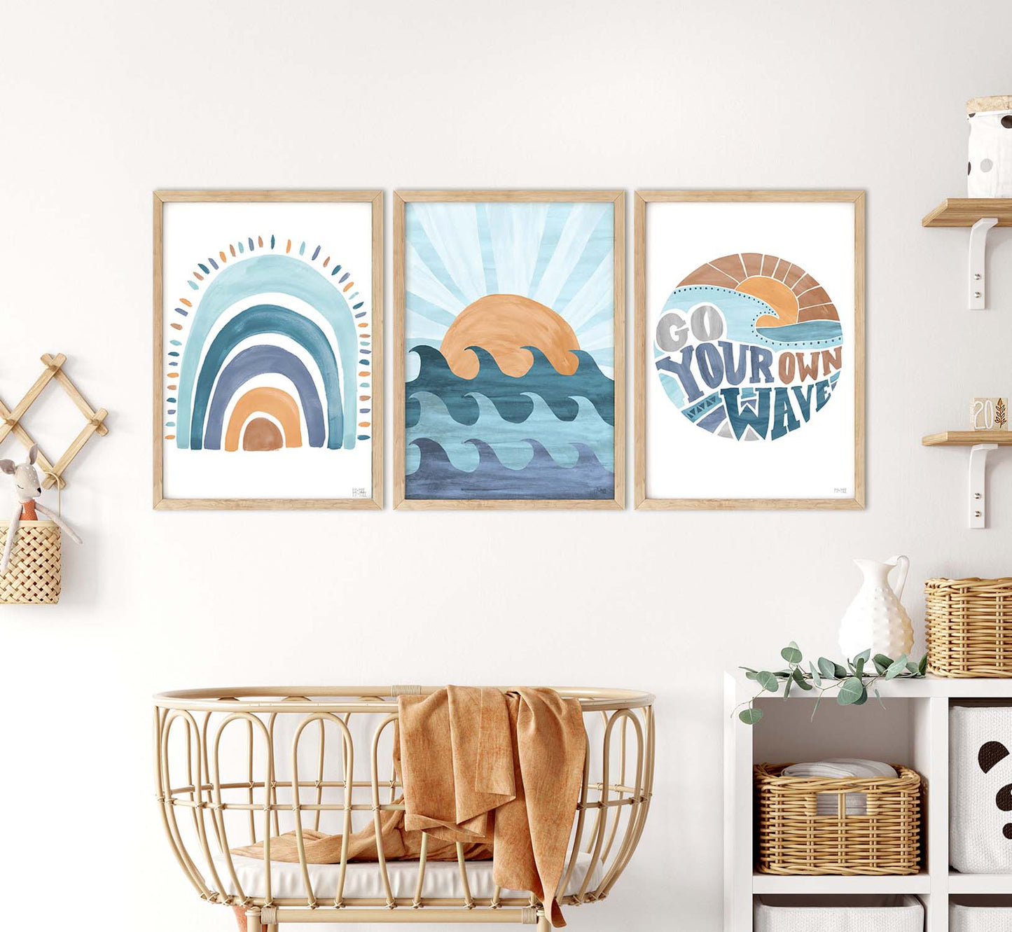 Pip+Phee Watercolour Rainbow Art Print - Surf Blues
