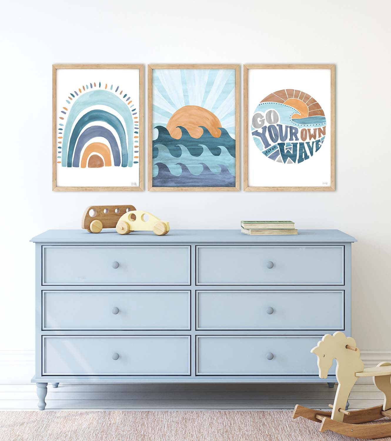 Pip+Phee Watercolour Rainbow Art Print - Surf Blues