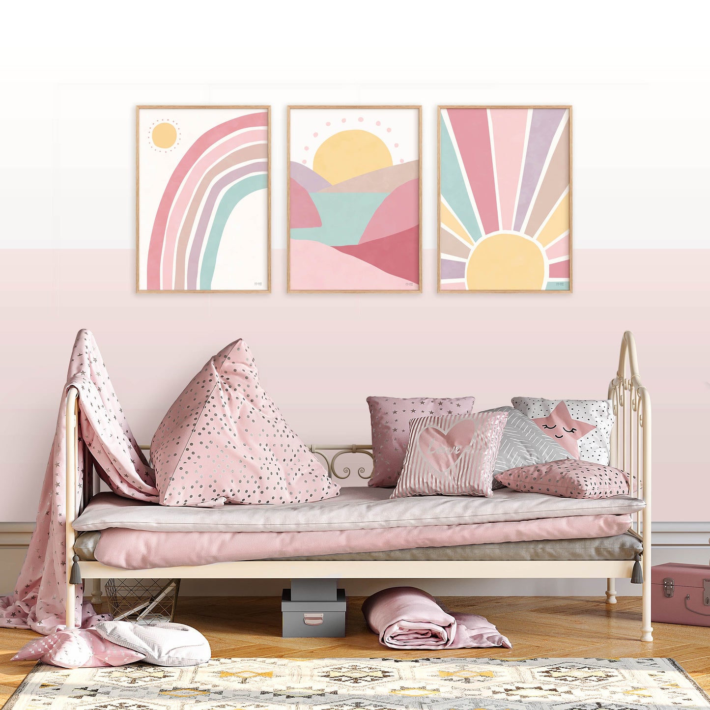 Pip+Phee Sunny Days Rainbow Art Print - Dusty Pink