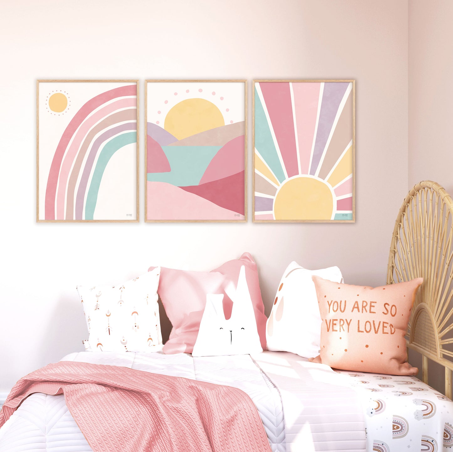 Pip+Phee Sunny Days Rainbow Art Print - Dusty Pink
