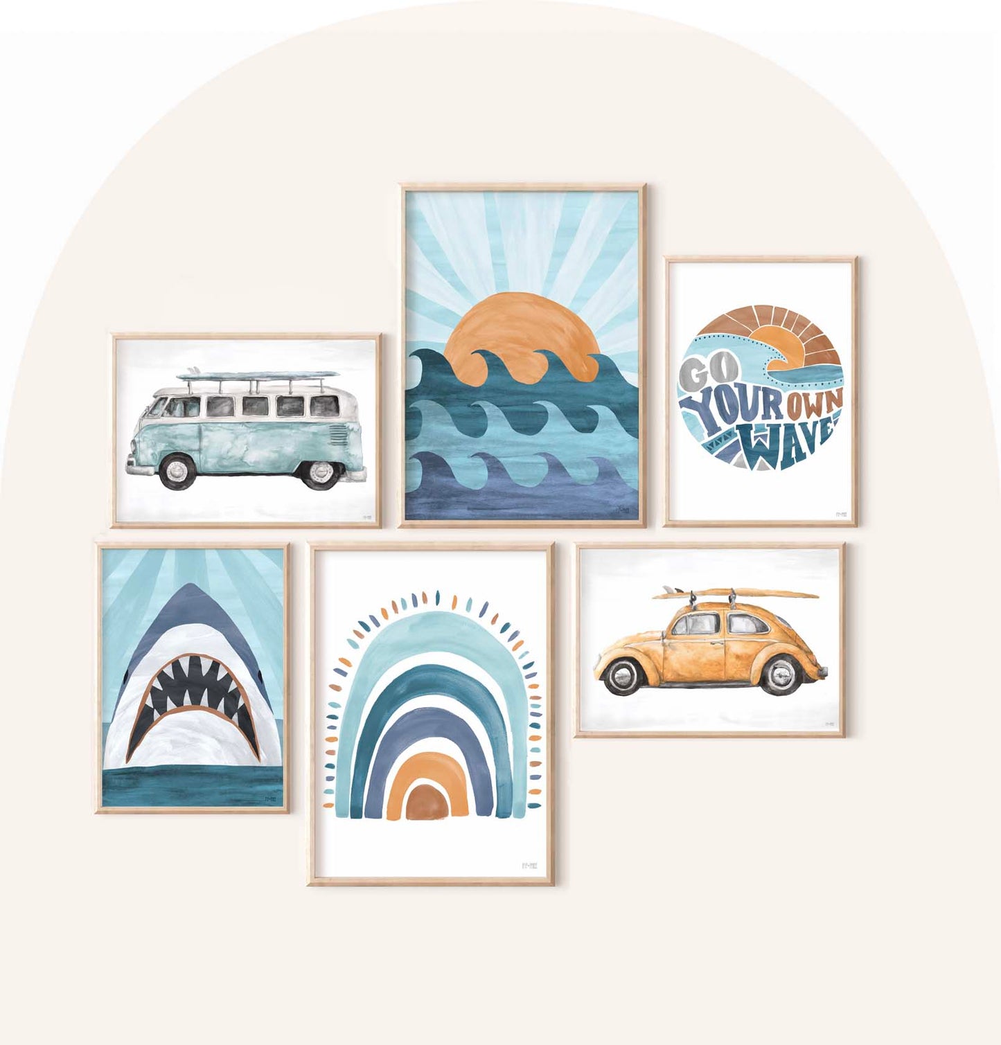 Pip+Phee Good Vibes Surf Sunset Art Print