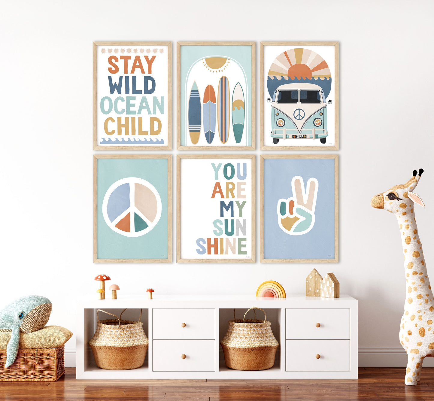 Pip+Phee You Are My Sunshine Art Print - Teal & Rust