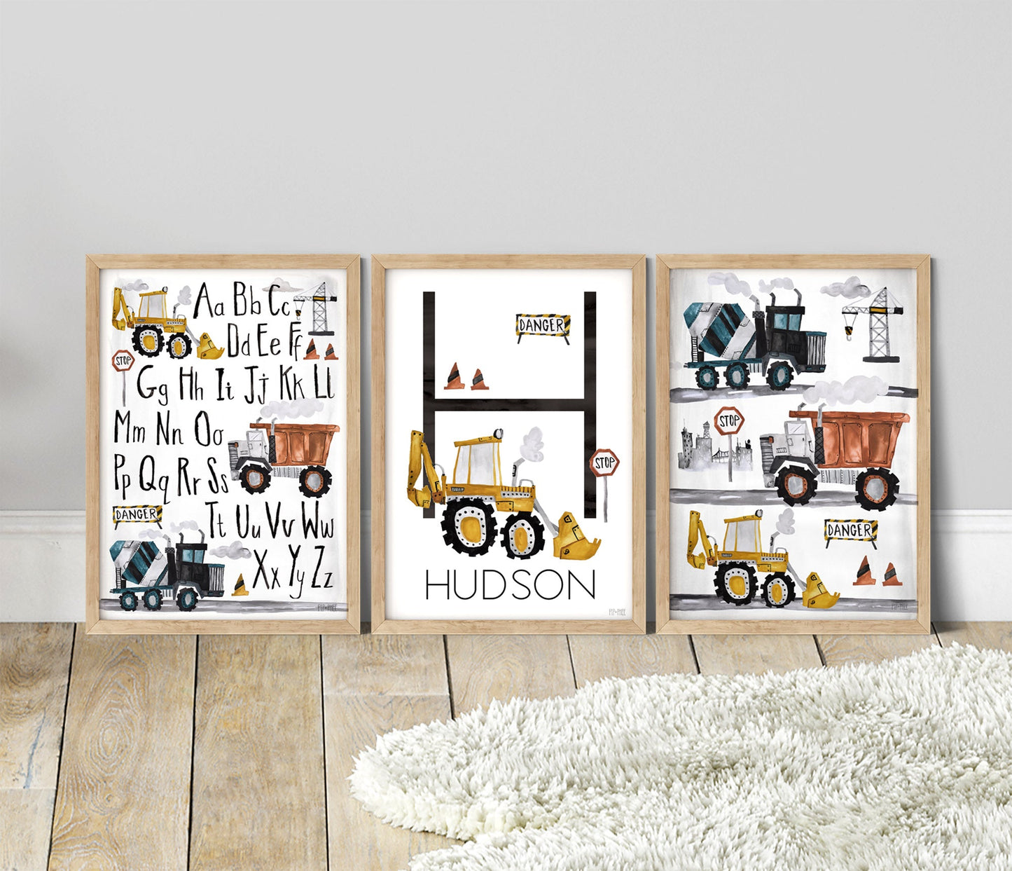 Pip+Phee Construction Truck Alphabet Art Print