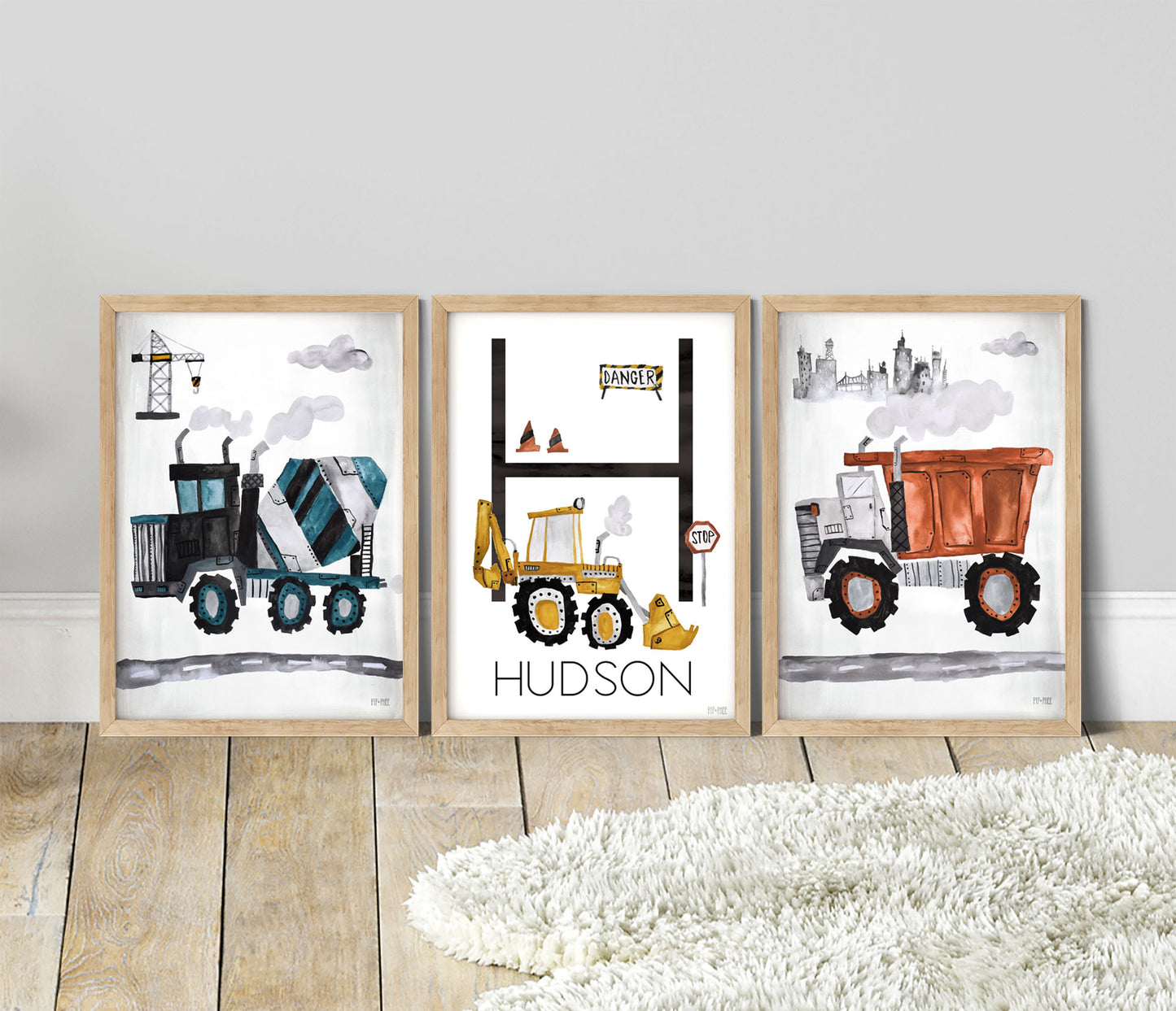 Pip+Phee Rust Construction Truck Art Print