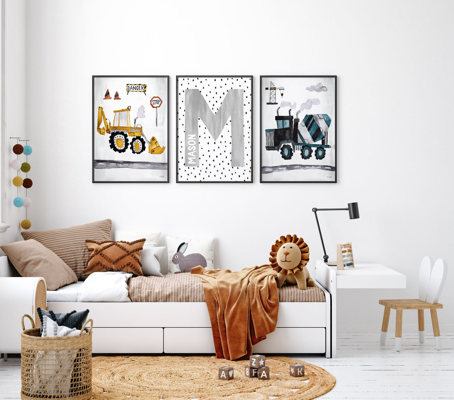 Pip+Phee Teal Construction Truck Art Print